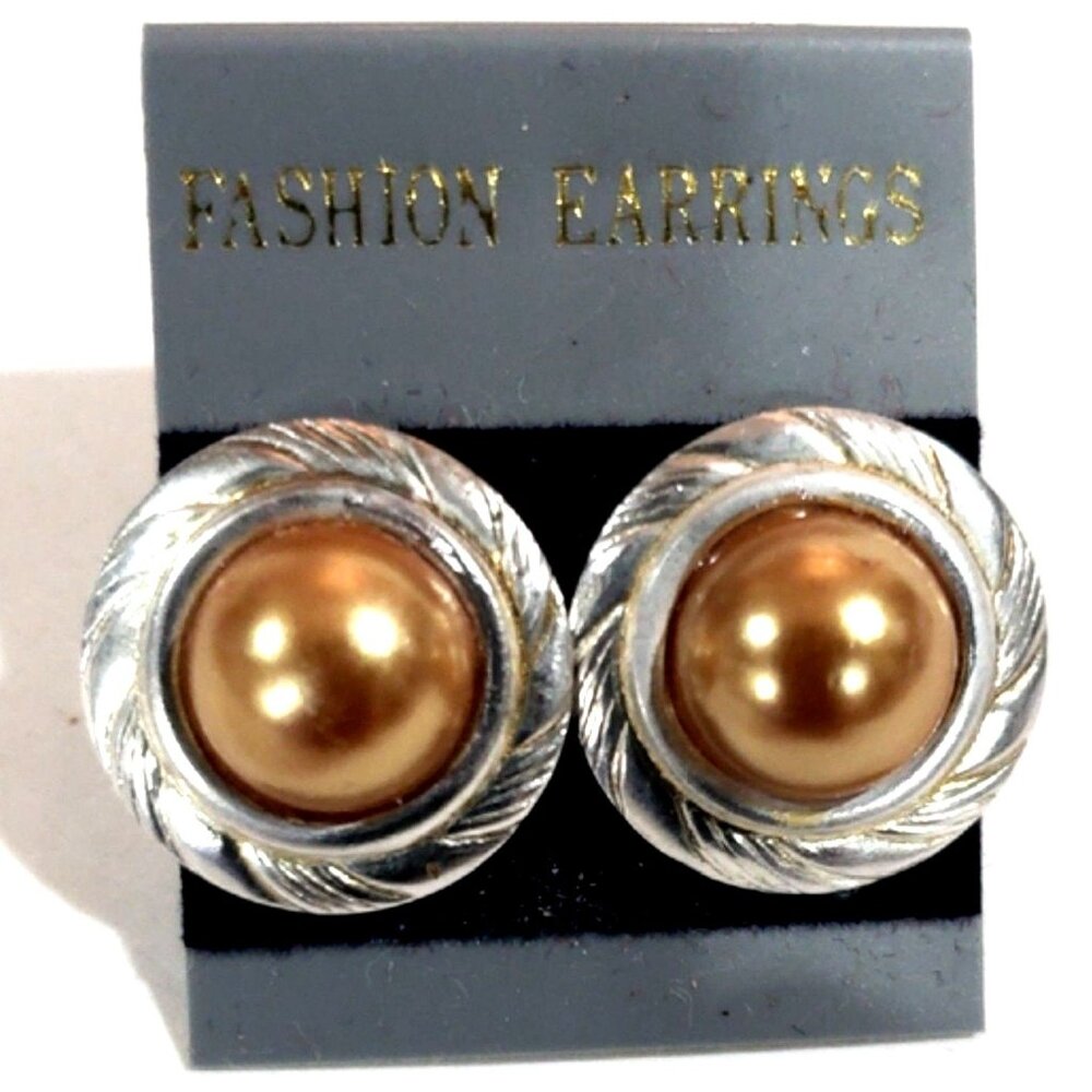 Dual tones Gold & Silver Round Earrings - Elegant 0.5" Fashion Jewelry for Women